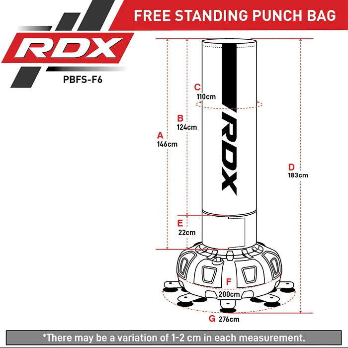 RDX F6 6Ft Kara Blue Free Standing Punch Bag With Mitts Set