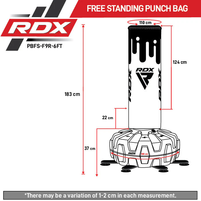 RDX F9 6ft Adults Free Standing Punch Bag With Bag Mitts For Training & Workout Set