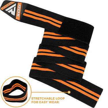 RDX K3 Elasticated Orange Knee Wraps OEKO-TEX® Standard 100 certified