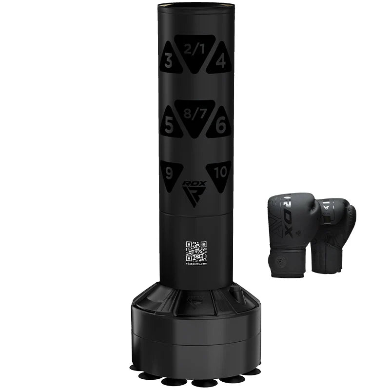 RDX Kt Ronin 4ft Kids Free Standing Punch Bag Black With Gloves For Training & Workout Set