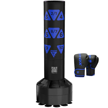 RDX Kt Ronin 4ft Kids Free Standing Punch Bag Black With Gloves For Training & Workout Set