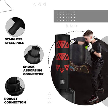 RDX Kt Ronin 4ft Kids Free Standing Punch Bag Black With Gloves For Training & Workout Set