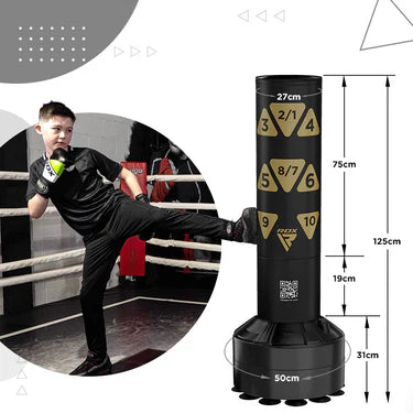 RDX Kt Ronin 4ft Kids Free Standing Punch Bag Black With Gloves For Training & Workout Set
