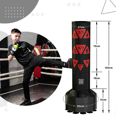 RDX Kt Ronin 4ft Kids Free Standing Punch Bag Black With Gloves For Training & Workout Set