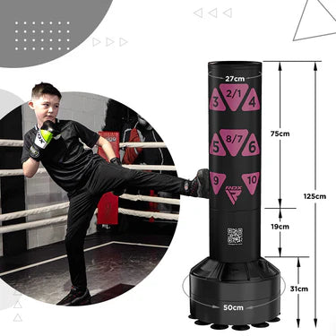 RDX Kt Ronin 4ft Kids Free Standing Punch Bag Black With Gloves For Training & Workout Set