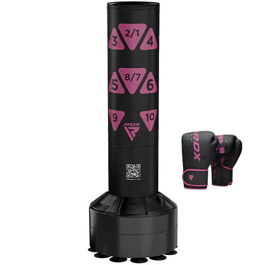 RDX Kt Ronin 4ft Kids Free Standing Punch Bag Black With Gloves For Training & Workout Set