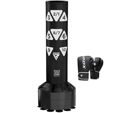 RDX Kt Ronin 4ft Kids Free Standing Punch Bag Black With Gloves For Training & Workout Set