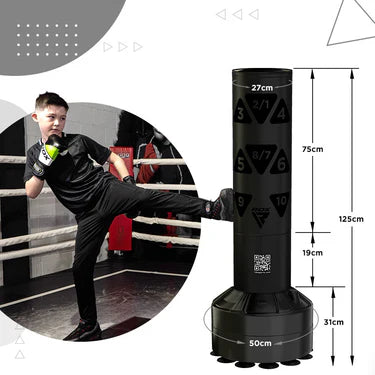 RDX Kt Ronin 4ft Kids Free Standing Punch Bag Black With Gloves For Training & Workout Set