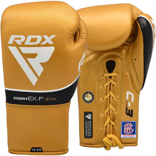 RDX C3 Fight Lace Up Leather Boxing Gloves BBBOFC/BIBA/WBF/NYAC /NEVADA APPROVED