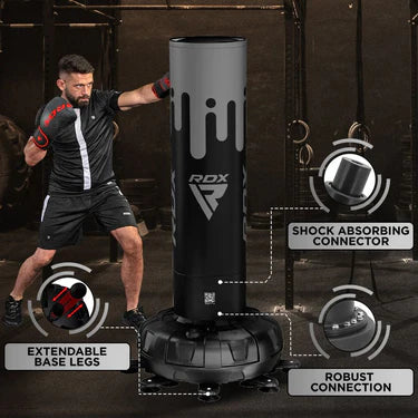 RDX F9 6ft Adults Free Standing Punch Bag With Bag Mitts For Training & Workout Set
