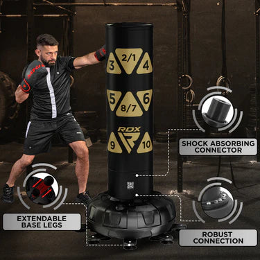 RDX KT Ronin 6ft Free Standing Target Punch Bags With Mitts Set