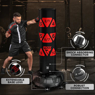 RDX KT Ronin 6ft Free Standing Target Punch Bags With Mitts Set