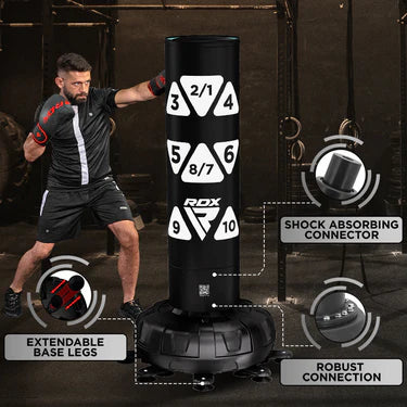 RDX KT Ronin 6ft Free Standing Target Punch Bags With Mitts Set