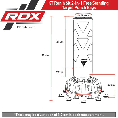 RDX KT Ronin 6ft Free Standing Target Punch Bags With Mitts Set