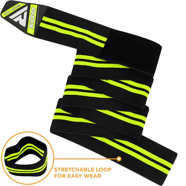 RDX K3G Elasticated Green Knee Wraps OEKO-TEX® Standard 100 certified