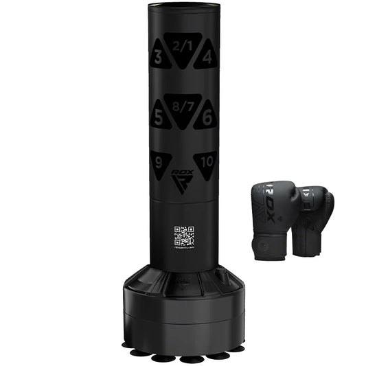 RDX Kt Ronin 4ft Kids Free Standing Punch Bag Black With Gloves For Training & Workout Set