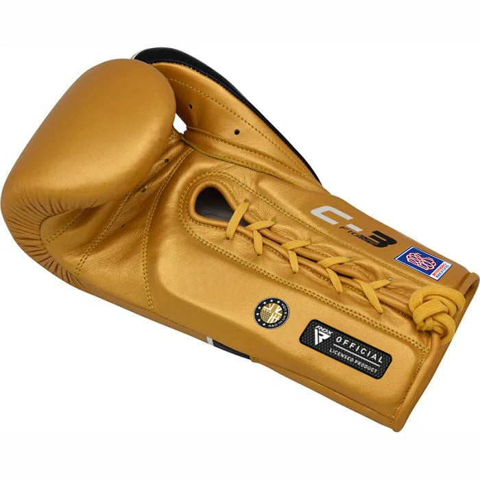 RDX C3 Fight Lace Up Leather Boxing Gloves BBBOFC/BIBA/WBF/NYAC /NEVADA APPROVED