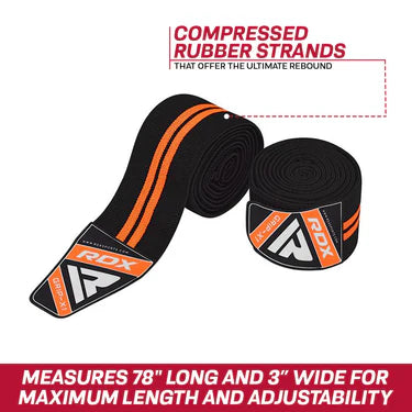 RDX K3 Elasticated Orange Knee Wraps OEKO-TEX® Standard 100 certified